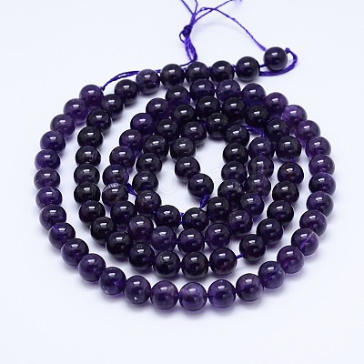 Natural Amethyst Round Bead Strands X-G-M212-6mm-01C-1