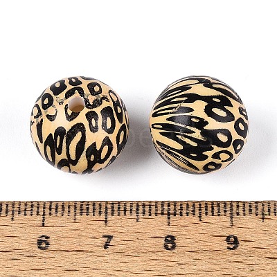 ABS Plastic Leopard Print Round Beads SACR-T017-75A-01-1