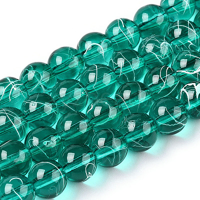 Drawbench Transparent Glass Round Beads Strands X-GLAD-Q012-8mm-12-1