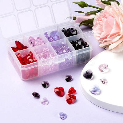 240Pcs 8 Style Romantic Valentines Ideas Glass Charms GLAA-LS0001-06-1