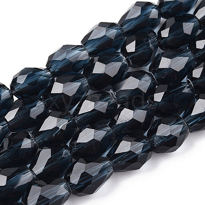 Transparent Glass Bead Strands GLAA-R024-6x8mm-13-1