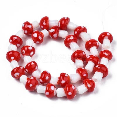 Mushroom Handmade Lampwork Beads Strands LAMP-R116-13A-1