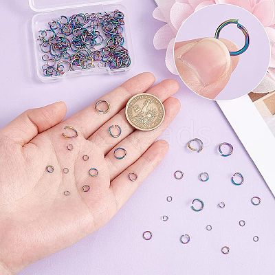 180Pcs 6 Styles 304 Stainless Steel Open Jump Rings STAS-UN0039-10-1