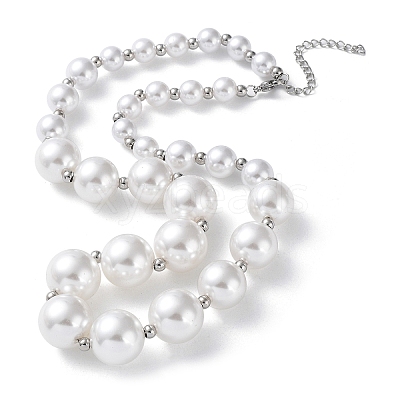 Plastic Pearl Graduated Beaded Necklace NJEW-F317-03P-1