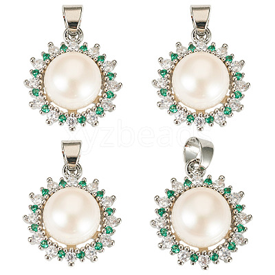 4Pcs Natural Pearl Pendants PALLOY-TAC0182-1