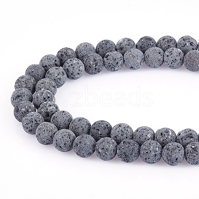 Unwaxed Natural Lava Rock Bead Strands X-G-F309-8mm-1
