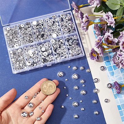 70G 5 Styles ABS Plastic Imitation Pearl Cabochons OACR-SC0001-45A-1