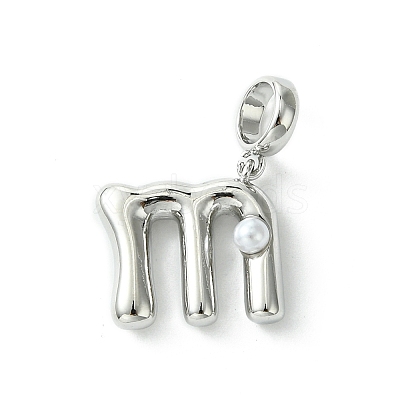 Rack Plating Brass with ABS Plastic Pearl European Dangle Charms KK-G501-02M-P-1