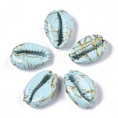 Spray Painted Natural Cowrie Shell Beads SSHEL-R047-03-A04-1