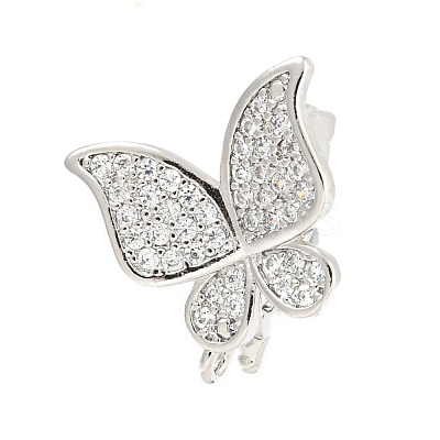 Rack Plating Brass Micro Pave Clear Cubic Zirconia Twister Clasps KK-B093-28P-1