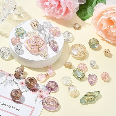 40Pcs 5 Colors Transparent Acrylic Beads MACR-YW0003-46A-1