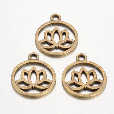 Tibetan Style Filigree Alloy Pendants TIBEP-5354-AB-FF-1