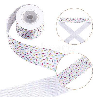 4Rolls 2 Styles Printed Polyester Grosgrain Ribbons OCOR-GF0004-70-1