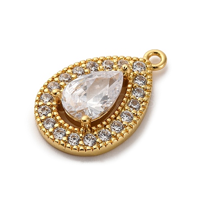 Brass Micro Pave Cubic Zirconia Pendants KK-F895-11G-1