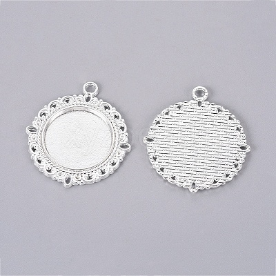 Tibetan Style Alloy Pendant Cabochon Settings TIBE-T003-08S-RS-1