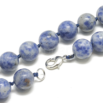 Natural Blue Spot Jasper Beaded Necklaces NJEW-S405-03-1