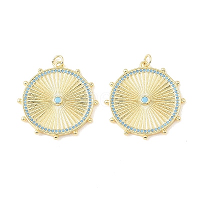 Brass Micro Pave Sky Blue Cubic Zirconia Pendants CU-CBA9CBD-02G-1