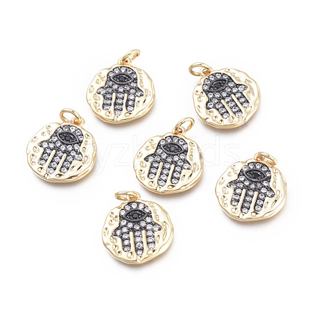 Brass Micro Pave Cubic Zirconia Pendants KK-I673-39-1