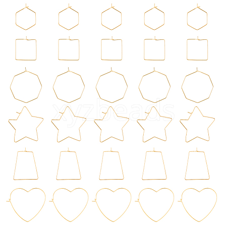 36Pcs 6 Style Brass Hoop Earring Findings KK-FH0005-44-1