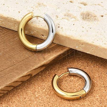 201 Stainless Steel Two Tone Hoop Earrings EJEW-Q002-01G-06-1