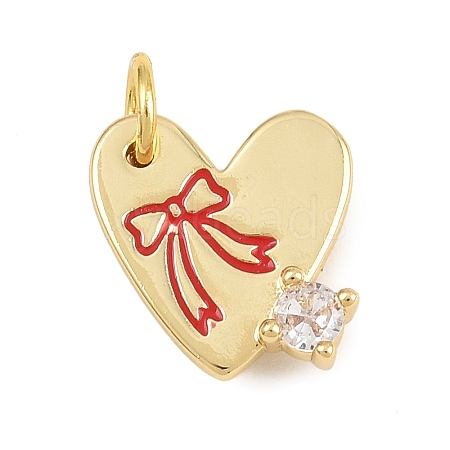 Brass Micro Pave Clear Cubic Zirconia Charms KK-CBAEC22-04G-B-1