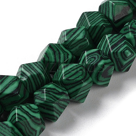 Synthetic Malachite Dyed Star Cut Round Beads Strands G-M418-C13-01-1