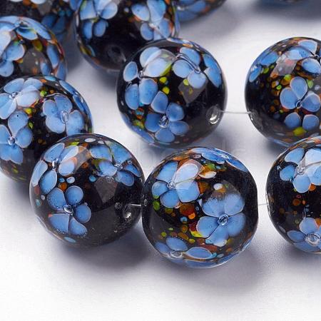 Handmade Inner Flower Lampwork Beads Strands LAMP-L072-D05-1