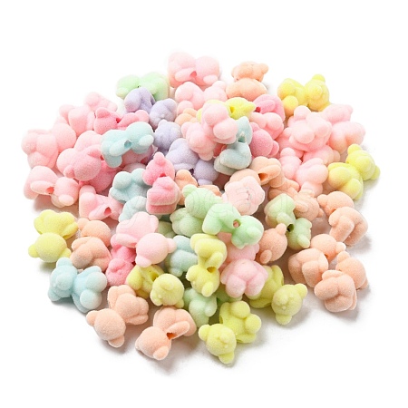 Flocky Acrylic Beads OACR-E020-09-1