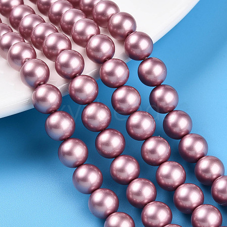 Baking Painted Pearlized Glass Pearl Bead Strands HY-N002-8mm-C01-1