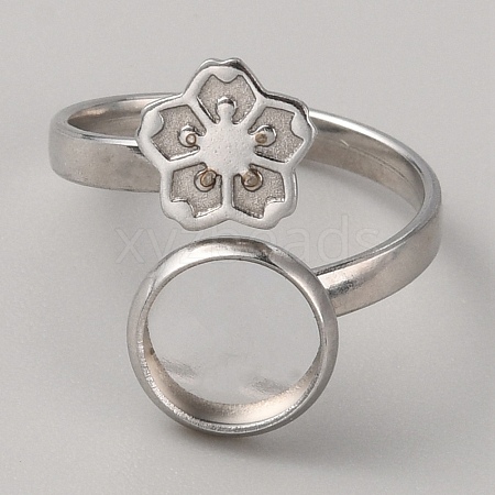 304 Stainless Steel Cuff Pad Ring Settings STAS-WH0027-46B-1