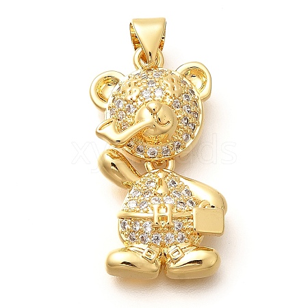 Rack Plating Brass Micro Pave Clear Cubic Zirconia Pendants KK-M309-39H-G-1