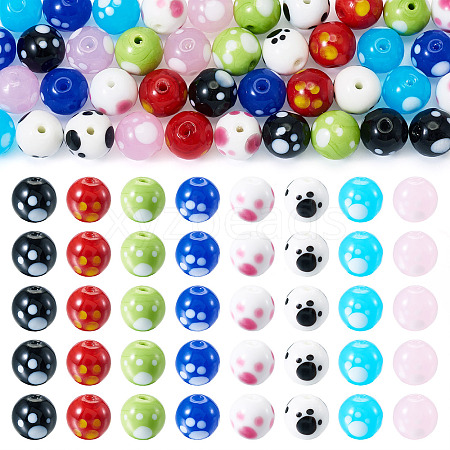 40Pcs 8 Colors Handmade Lampwork Beads LAMP-TA0001-54A-1