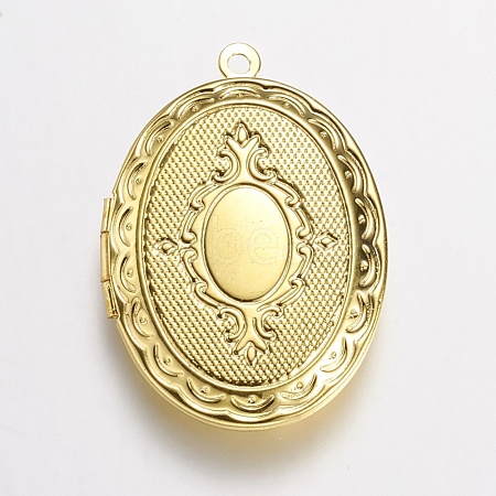 Brass Locket Pendants KK-N0116-054G-1