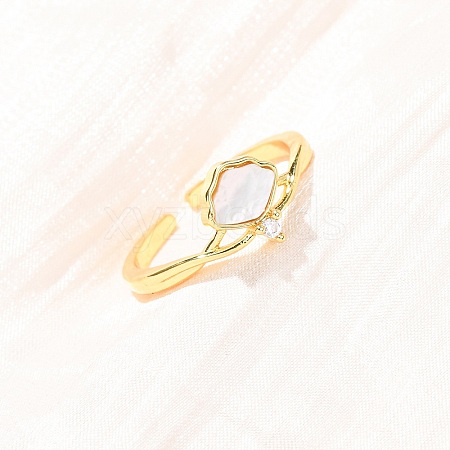 Brass Micro Pave Cubic Zirconia Cuff Rings for Women RJEW-K309-39A-G-1