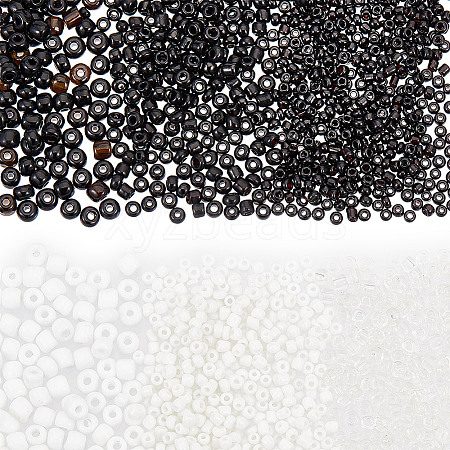 GOMAKERER White & Black Series Glass Seed Beads SEED-GO0001-03-1