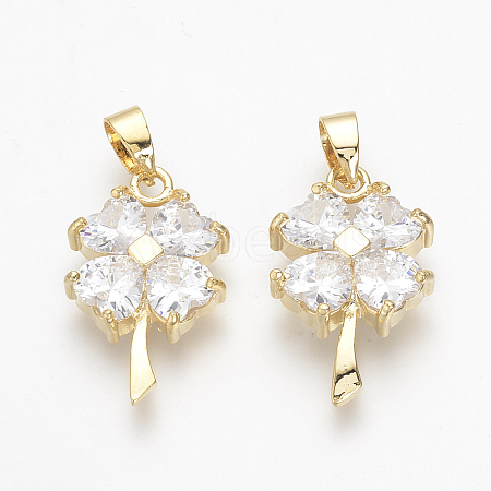 Brass Cubic Zirconia Pendants X-KK-R015-112G-1