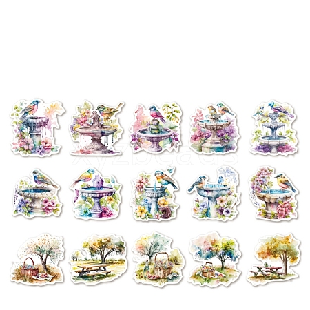 30Pcs Picnic Theme Paper Self-Adhesive Stickers PW-WG95360-01-1