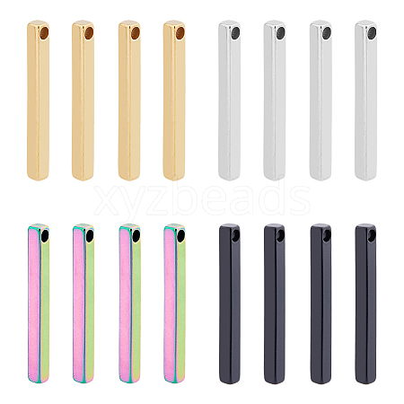 16Pcs 4 Colors 201 Stainless Steel Pendants STAS-DC0015-98-1