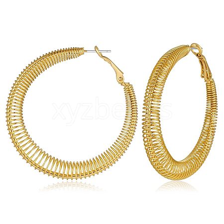 Brass Textured Hoop Earrings FS-WGE48BC-14-1