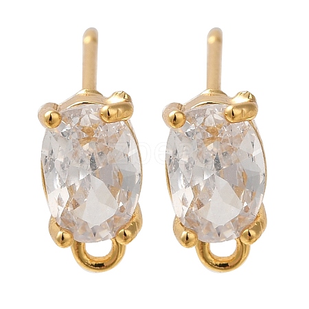 Brass Clear Cubic Zirconia Stud Earrings Finding for Women EJEW-B107-16G-1