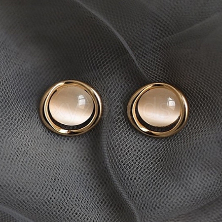 Round Alloy Cat Eye Stud Earrings for Women WG29476-14-1