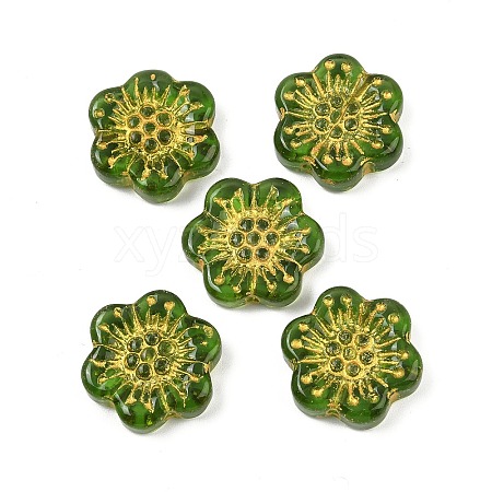 Baking Paint and Golden Metal Enlaced Glass Beads DGLA-T004-09G-1