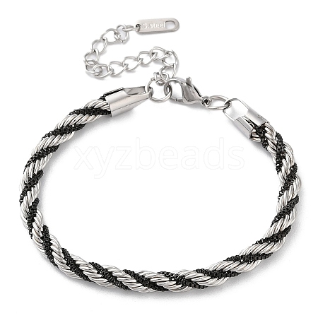 304 Stainless Steel Rope Chain Bracelets for Women BJEW-G712-14A-PEB-1