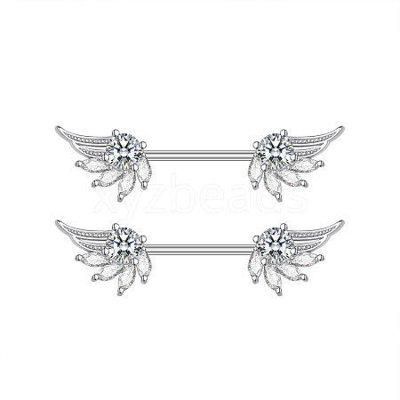 304 Stainless Steel Cubic Zirconia Nipple Rings WG0A897-01-1