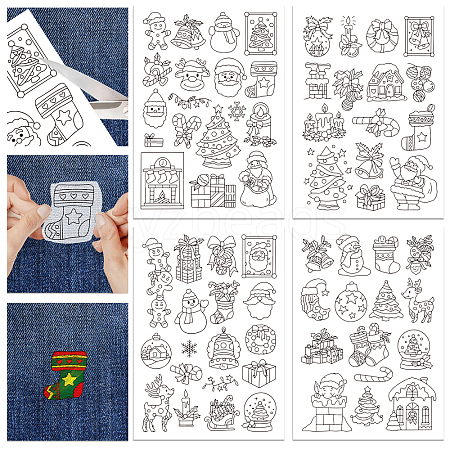 4 Sheets 11.6x8.2 Inch Stick and Stitch Embroidery Patterns DIY-WH0455-008-1