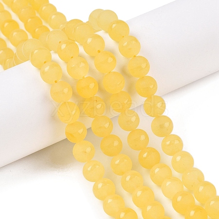 Frosted Natural White Jade Beads Strands G-T138-8mm-209J-1