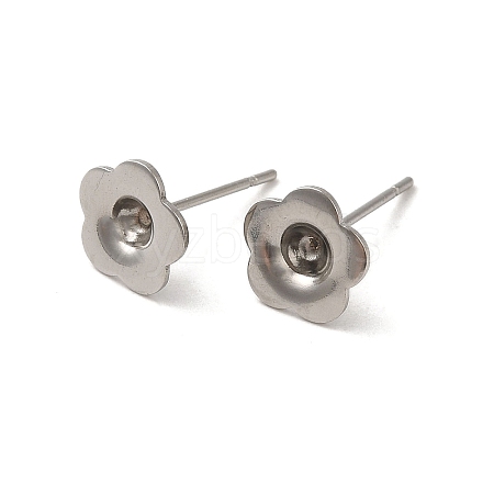 Flower 201 Stainless Steel Stud Earring Findings STAS-Q315-07P-1
