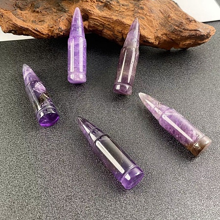 Natutal Amethyst Bullet Figurines Statues for Home Desk Decorations PW-WG11455-02-1