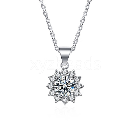 Anti-Tarnish Rhodium Plated 925 Sterling Silver Micro Pave Clear Cubic Zirconia Pendants STER-U003-03P-1