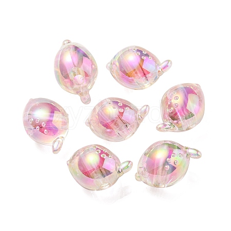 UV Plating Rainbow Iridescent Acrylic Beads OACR-F004-07H-1